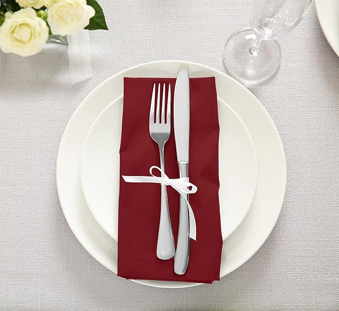 Utopia Kitchen Red Cloth Napkins [12 Pack, 18x18 Inch] Absorbent Cotton Blend Washable and Reusable for Dinner, Restaurant, Lunch, Wedding and Hotel