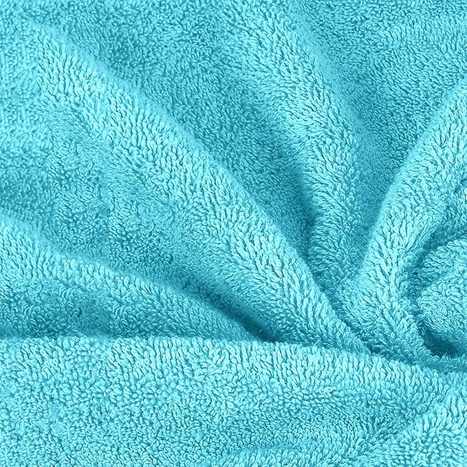 Mocassi Luxury 100% Turkish Cotton 6-Piece Towel Set - Ultra Soft, Quick Dry Highly Absorbent Premium Spa Hotel Quality Bath Towels, Includes 2 Bath Towels, 2 Hand Towels and 2 Washcloths, Aqua