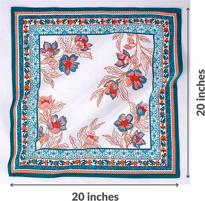 FINGERCRAFT Cloth Napkins, Set of 12 Cotton Linen Blend Printed Dinner Napkins Cloth Mitered Corner Perfect for Parties Dinners Weddings Cocktail Christmas Easter 20x20 Garland