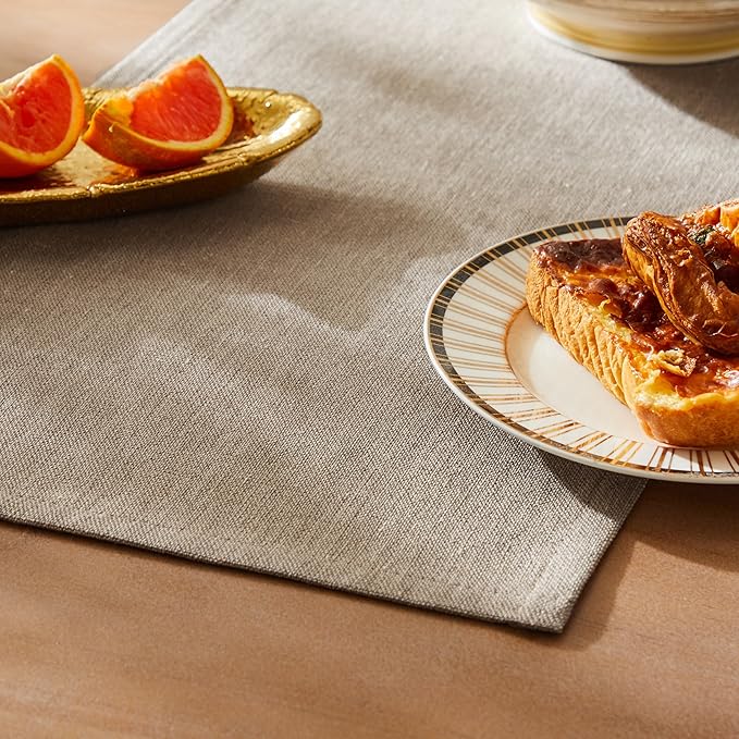 ZeeMart Rustic Cotton Linen Table Runner, 13x90 Inches Cocoa Brown, Farmhouse Style Brown Table Runners 90 Inches Long, Washable Kitchen Dining Table Decoration for Home Party Decor