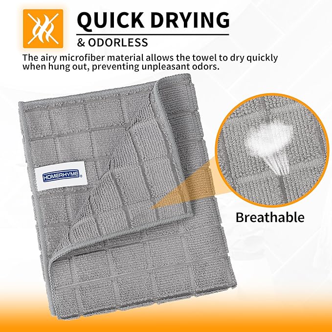 Microfiber Hand Bath Towels, 6 Pack 25''*15'' Grey Bathroom Hand Towels, All-Purpose Quick Dry Lint Free Soft Absorbent Checkered Washcloth Fingertip Towels Bulk for Travel Gym Hotel