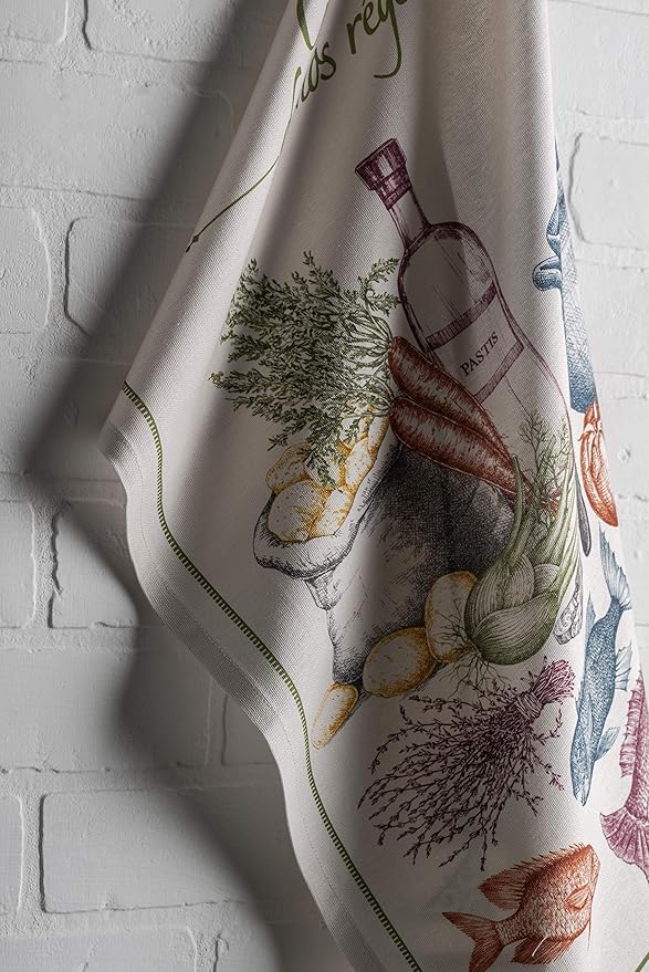 Maison d' Hermine Kitchen Towels Set of 3 100% Cotton 27.50" x 20" Reusable Cloth Tea Dish Towels Absorbent with Hanging Loop for Kitchen Gifts for Mothers Day Spring/Summer (Gastronomie)