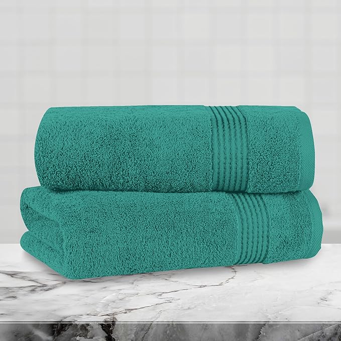 Mocassi Luxury 100% Turkish Cotton 2-Pack Bath Towel Set- Ultra Soft, Quick Dry Highly Absorbent 27 x 54 inch Premium Spa Hotel Quality 2PC Bath Towels - Luxurious Soft Bathroom Towels, Turquoise