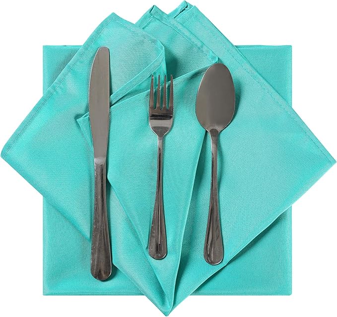 Cloth Napkins 20x20 inch Washable Polyester Dinner Napkins Soft Table Napkins for Wedding Party Dining Banquet(Turquoise,100PCS)