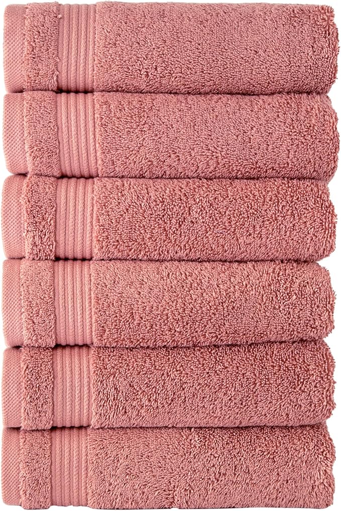 Classic Turkish Towels CTT - Premium 6 Piece Hand Towels Set, 100% Turkish Cotton, Quick Dry & Comfy Towels for Hotel & Spa, Highly Absorbent | 16"x27"(Coral)