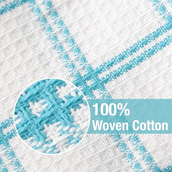 T-Fal Premium Waffle Dish Cloths: Highly Absorbent, Super Soft Long Lasting - 100% Cotton, 12"x13" Towel for Cleaning & Drying, (8-Pack), Breeze