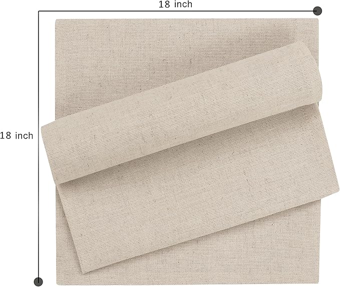 Ruvanti Linen Napkins Set of 6, 18x18 Cloth Napkins, Cotton Linen Blend Napkins Cloth Washable, Soft, Reusable Dinner Napkins for Wedding, Parties, Christmas, Thanksgiving, Everyday Use - Natural