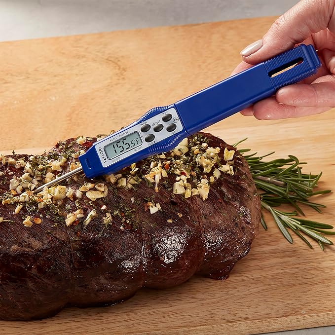 Taylor 9877FDA Compact Waterproof Digital Food Thermometer, 2.81 Inch Stem Length with FDA-Recommended 1.5mm Probe, NSF Certified, Blue