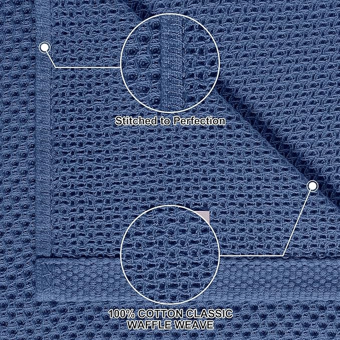 Homaxy 100% Cotton Kitchen Towels and Dishcloths Set, 12 x 12 Inches and 13 x 28 Inches, Set of 16 Bulk Kitchen Towels Set, Ultra Soft Absorbent Dish Cloths for Washing Dishes, Navy Blue