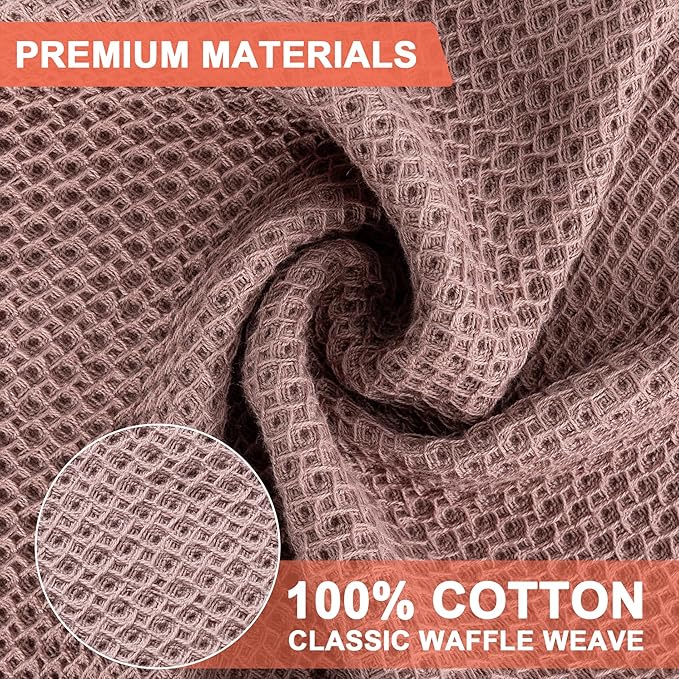 BOOMIBOO 6-Pack Kitchen Dish Cloths, 100% Cotton Waffle Weave, Ultra Soft Absorbent, Quick Drying Dish Towels, 13x28 Inches,Multicolor
