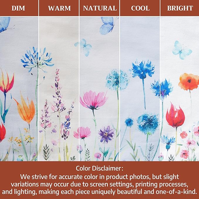 Maison d' Hermine Placemats Set of 4 100% Cotton Washable Cloth Place Mats Reusable Table Mats for Kitchen Dining Party Wedding Gifts for Mothers Day Spring/Summer(Flower in The Field, 13" x 19")