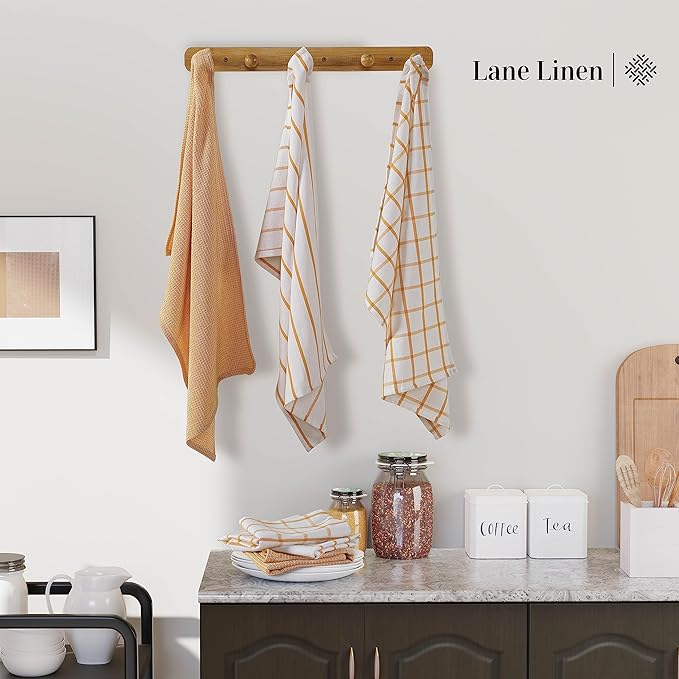 LANE LINEN Kitchen Towels Set of 6-100% Cotton, Quick-Drying 18” x 28” Dish & Tea Towels, Premium Hand Towels for Drying Dishes - Yellow