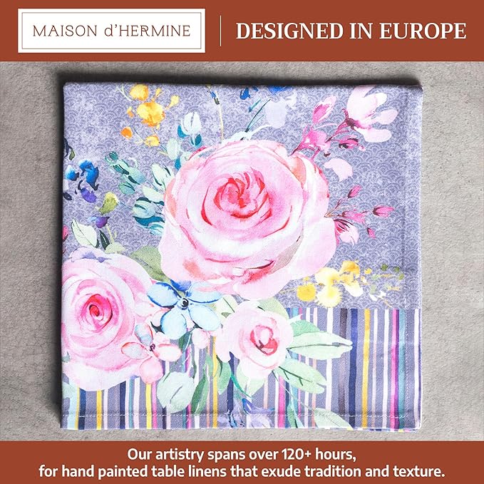 Maison d' Hermine Cloth Napkins Set of 4 100% Cotton Everyday Reusable Square Napkins Cloth Washable Dinner Restaurant Gifts for Mothers Day Spring/Summer (Sweet Rose Lavender - Lush, 20" x 20")