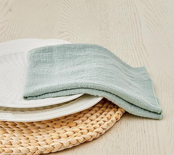 Dinner Cloth Napkins 10 Pack,Green Cloth Napkin,Gauze Napkins 100% Natural Cotton,Washable Gauze Napkins Great for Weddings Decorative,Parties,Everyday Use,40 * 40cm (16 * 16inches),Light Green