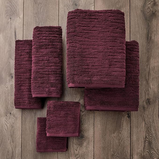 SKL Home CloudSoft 100% Cotton Luxury 6-Piece Towel Set, 600 GSM, Ultra Plush & Absorbent - 2 Bath Towels, 2 Hand Towels, 2 Washcloths, Bordeaux