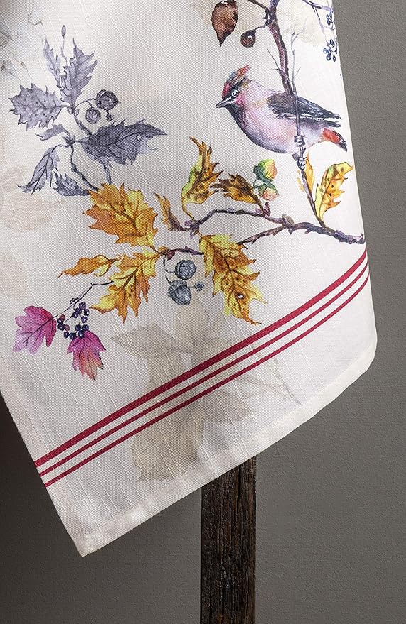 Maison d' Hermine Kitchen Towels Set of 3 100% Cotton 20" x 27.5" Reusable Cloth Tea Dish Towels Absorbent with Hanging Loop for Kitchen Dining Thanksgiving Christmas Decorations (Equinoxe - Beige)