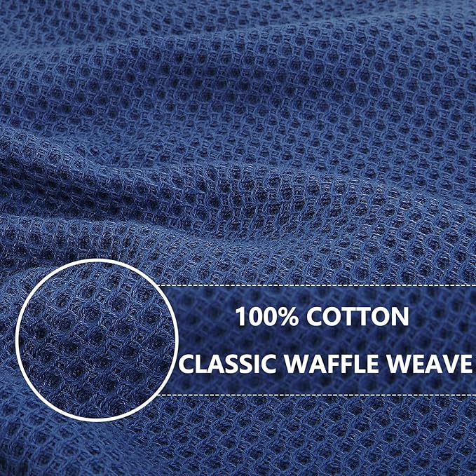Homaxy 100% Cotton Waffle Weave Kitchen Dish Cloths, 4-Pack Ultra Soft Absorbent Dish Towels, Quick Drying Dish Rags, 12 x 12 Inches, Navy Blue