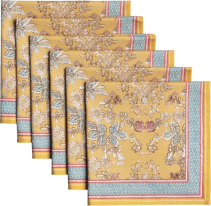 Maison d' Hermine Cloth Napkins Set of 6 100% Cotton Everyday Reusable Square Napkins Cloth Washable Dinner Party Wedding Restaurant Gifts for Mothers Day Spring/Summer (Marquise, 20" x 20")