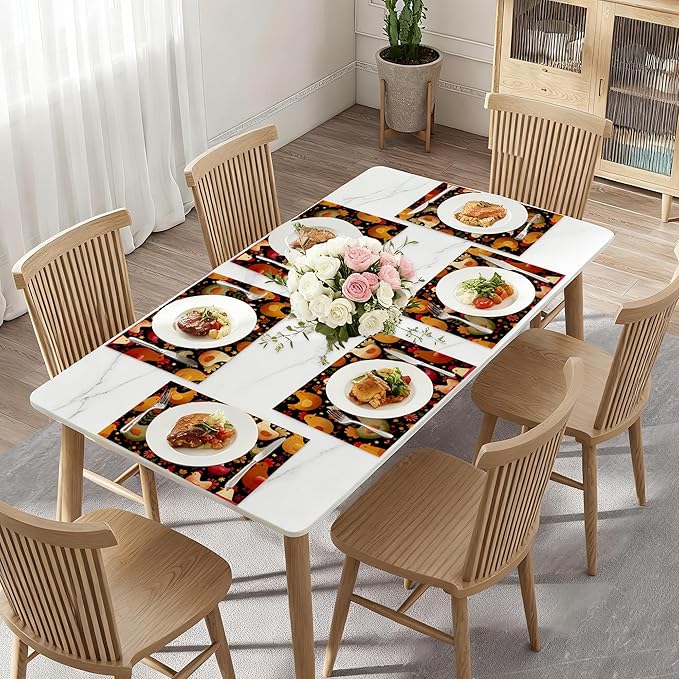 Cute Roosters Table Mats Set of 6,Chickens Non-Slip Washable Placemats for Restaurant Home Kitchen Dinner Table 12x18Inch