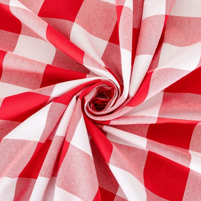 DUOBAO Checkered Table Runner 14x90-Inch Red and White Buffalo Plaid Tablecloth Runners with Tassels Farmhouse Gingham Fabric 90 Inch for Dinner Parties Christmas Events (Red and White)