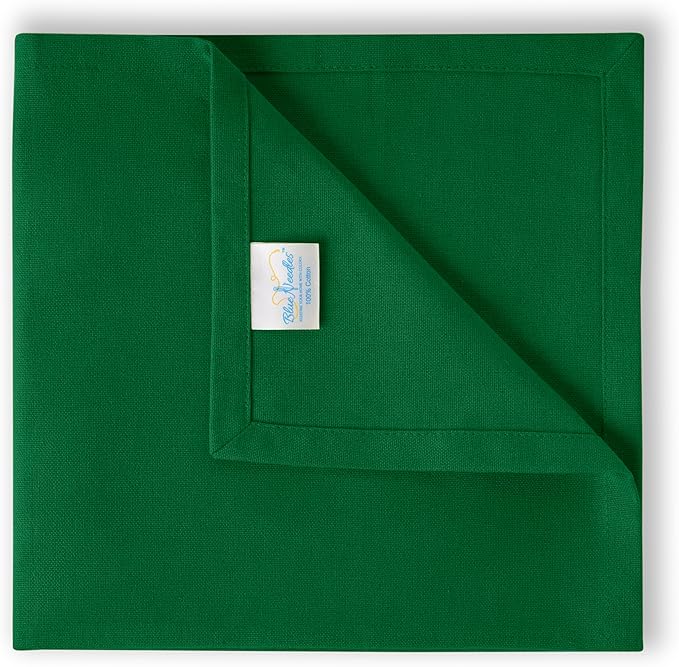 Blue Needles Solid Cloth Napkins Set of 12 St Patrick's Green 100% Cotton Dinner Napkins 18x18 inches - Soft, Reusable, Absorbent & Washable Linen, Ideal for Christmas Events, Parties & Everyday Use