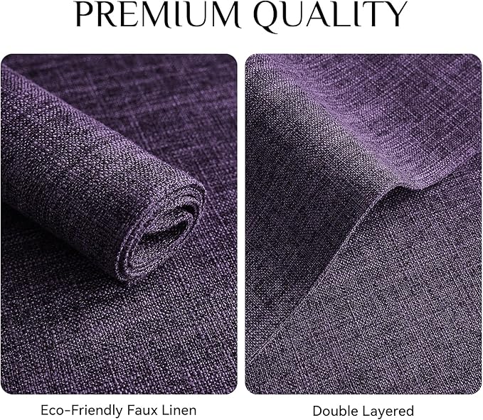 Softalker Faux Linen Placemats Set of 4-12 x 18 Inch, Heat Resistant Double Layered Durable Burlap Farmhouse Place Mats, Non-Slip Washable Rustic Table Mats for Dining, Kitchen, Party（Purple