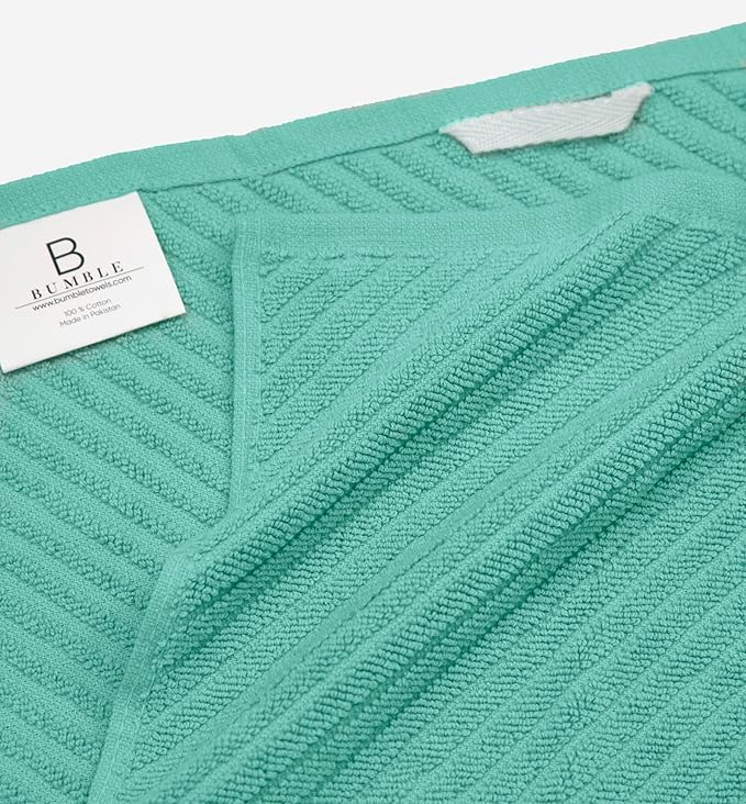 Premium Kitchen Towels (16”x 25”, 6 Pack) | Large Cotton Kitchen Hand Towels | Dish Towels | Diagonal Weave Design | 445 GSM Highly Absorbent Tea Towels Set with Hanging Loop | Aqua