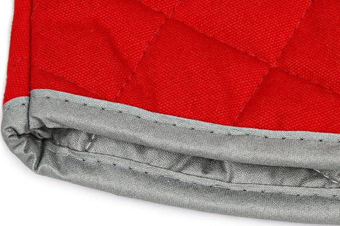 Nouvelle Legende Flame Retardant Quilted Oven Mitts, 17" Heavy-Duty Heat & Burn Protection for Kitchen, BBQ, Grilling, Lab-Tested, Flexible, Oversized, 2-Pack, Red