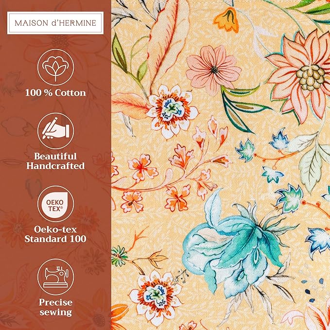 Maison d' Hermine Placemats Set of 4 100% Cotton Washable Cloth Place Mats Reusable Table Mats for Kitchen Dining Party Wedding Gifts for Mothers Day Spring/Summer(Luxury Loft - Peach, 13" x 19")