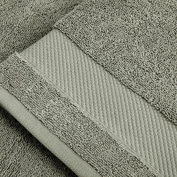 BIOWEAVES 100% Organic Cotton 700 GSM Plush Luxury Bath Towels for Bathroom 30" x 58" GOTS Certified - Sage, Pack of 2