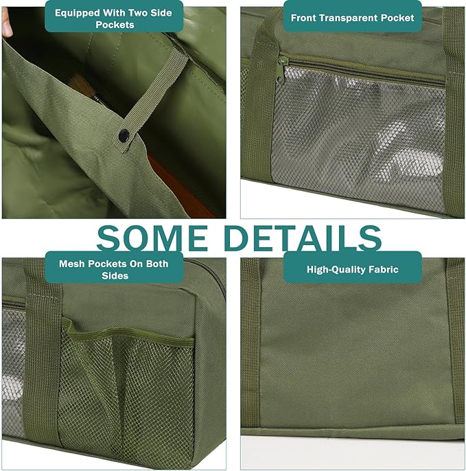 Grill Tool Storage Bag, Large Grill Utensil Storage Caddy with Pockets, BBQ Tools Storage Bag for Outdoor Camping (Green)