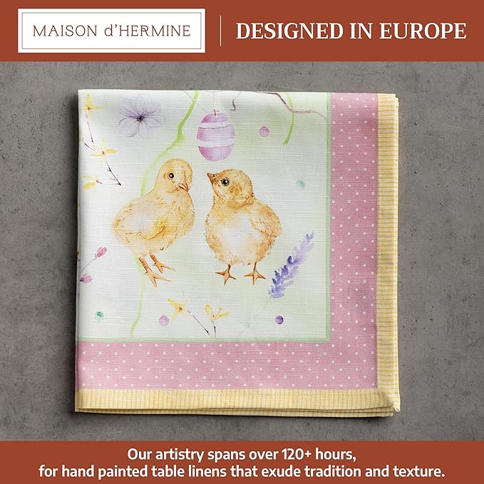 Maison d' Hermine Cloth Napkins Set of 4 100% Cotton Everyday Reusable Square Napkins Cloth Washable Dinner Party Wedding Restaurant Gifts for Mothers Day Spring/Summer (Easter Zest, 20" x 20")