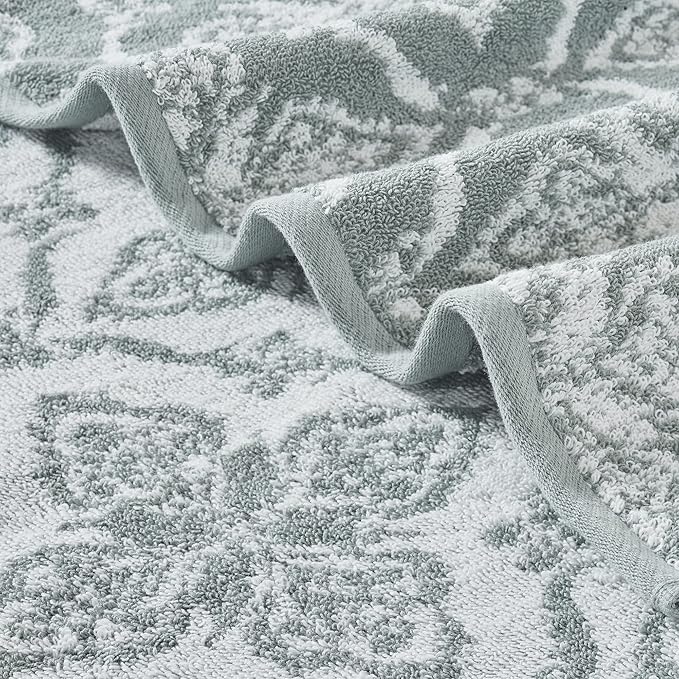 Modern Threads Amaris 6-Piece Reversible Yarn Dyed Jacquard Towel Set - Bath Towels, Hand Towels, & Washcloths - Super Absorbent & Quick Dry - 100% Combed Cotton, Ivy