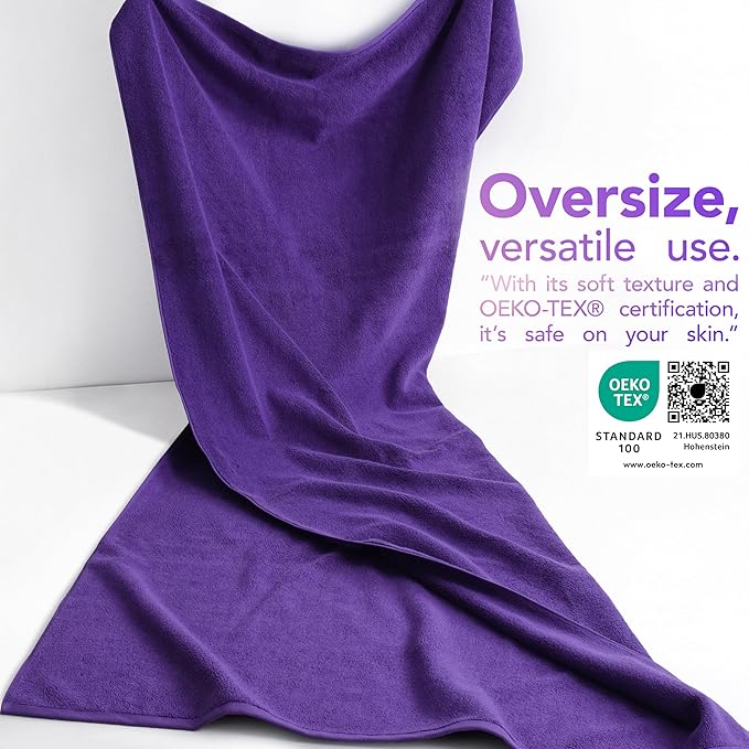 American Soft Linen 100% Cotton 600 GSM Turkish 40x80 Oversized Bath Towel Sheet, Extra Large Adult Towels for Bathroom, Purple Bath Sheet