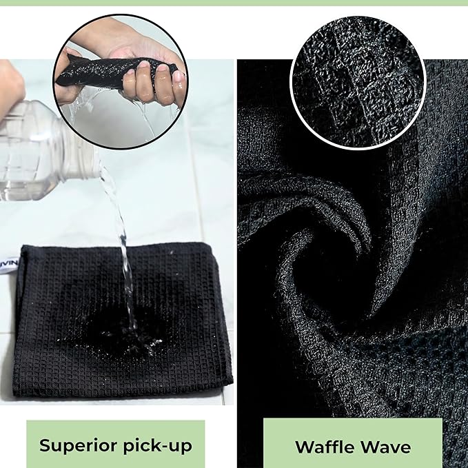 Black Cotton Cleaning Rags For Housekeeping - Trapos Paños De Limpieza Reutilizables - Kitchen Bar Shop Towel Dish Mop Wash Cloth For House Dust - Reusable Washable Absorbent - 13"x13" 12 Pack