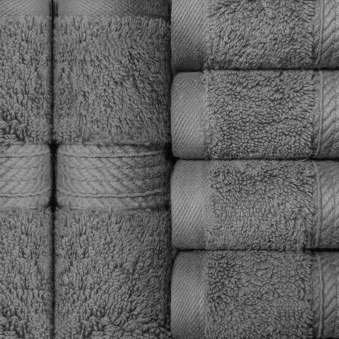 Superior Egyptian Cotton Pile Face Towel/Washcloth Set of 6, Ultra Soft Luxury Towels, Thick Plush Essentials, Absorbent Heavyweight, Guest Bath, Hotel, Spa, Home Bathroom, Shower Basics, Charcoal