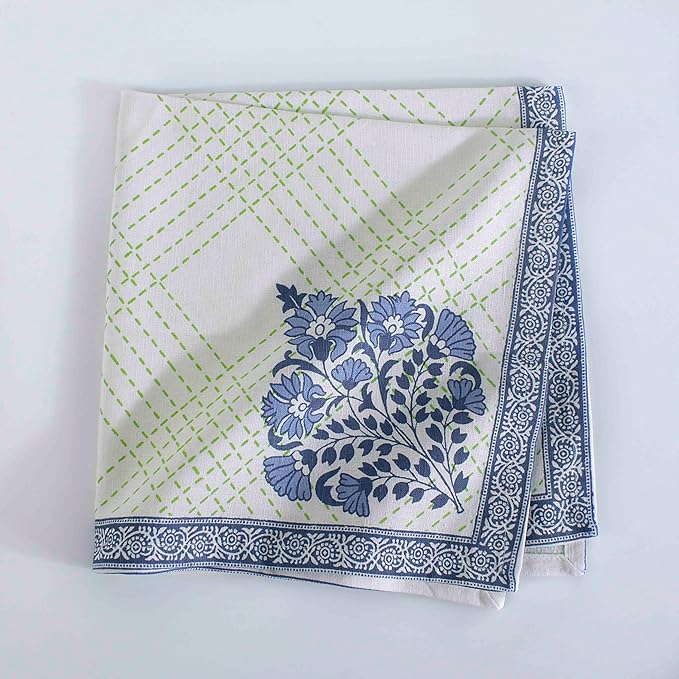 FINGERCRAFT Cloth Napkins, Set of 4 Cotton Linen Blend Printed Dinner Napkins Cloth Mitered Corner Perfect for Parties Dinners Weddings Cocktail Christmas Easter 20x20 Mesh Banquet