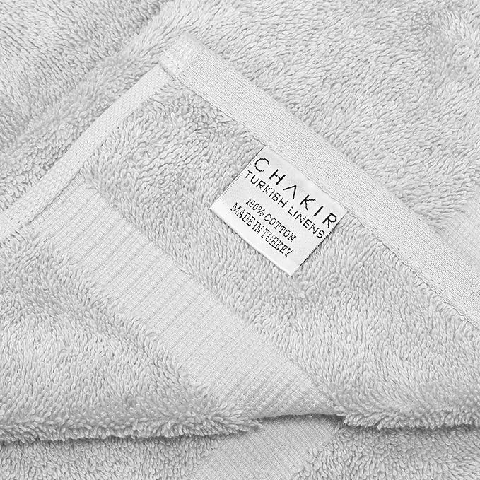 Chakir Turkish Linens 100% Cotton Premium Turkish Towels for Bathroom, 2 Large Bath Towels 36x60, 2 Hand Towels, 2 Washcloths (6-Piece Towel Set, Silver)