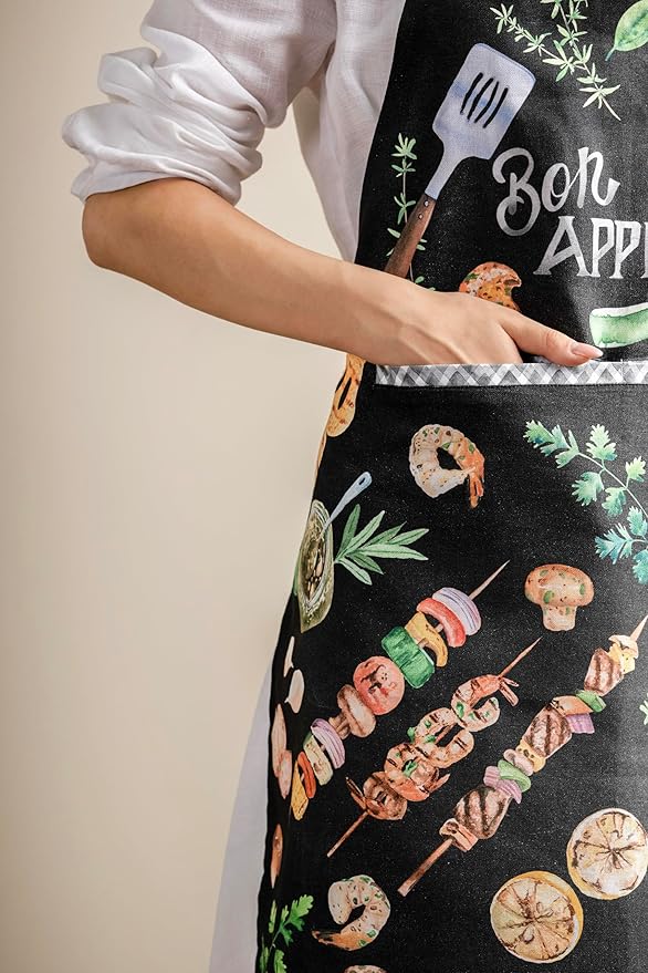 Maison d' Hermine 100% Cotton Apron for women with Pocket Kitchen Chef Apron for Men Cooking Mothers Day Gifts