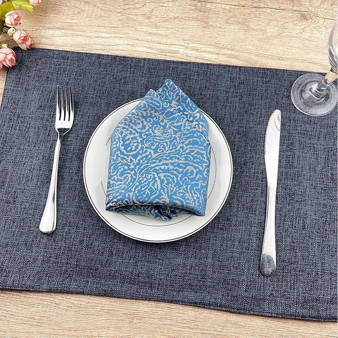 Weabetfu Cloth Placemats Set of 6 Heat Resistant Dining Table Placemmats Cotton Linen Machine Washable Kitchen Table Mats Wrinkle Free Thick Fabric Place Mats,Easy to Clean,13" x 19"