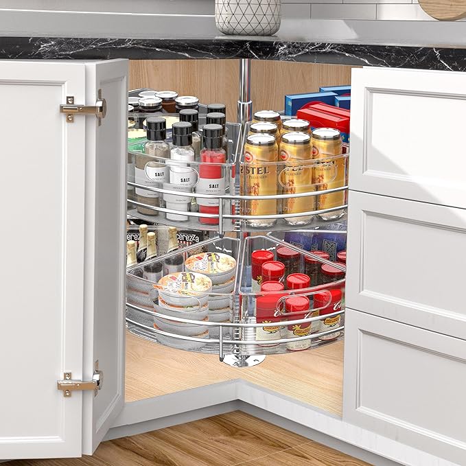 JOWBOOW Lazy Susan Organizer Bins for 28"-29" Diameter Corner Cabinet Lazy Susan, 6 Pack, Clear Plastic Cabinet and Pantry Storage Bin, 1/8 Wedge-Food Safe, BPA Free