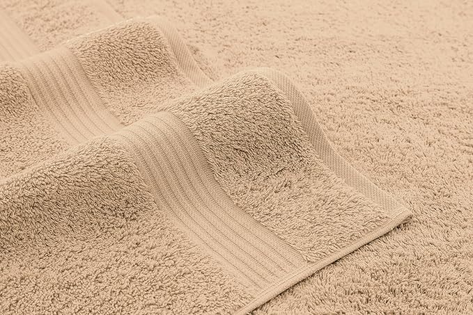 American Veteran Towel, Turkish Bath Towels for Bathroom 4 Pack, 27x54 Extra Large Premium Soft Drying Bathroom Towels, Beige