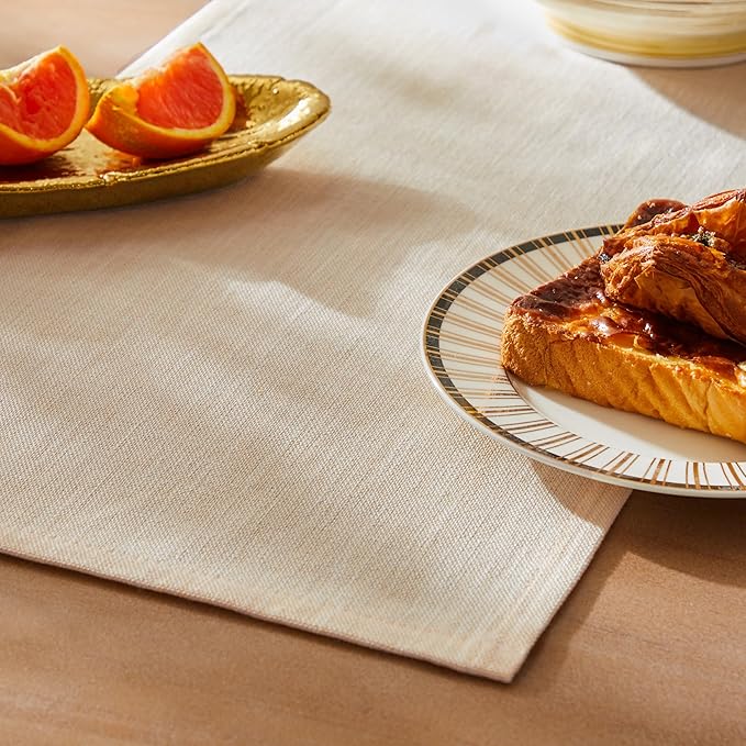 ZeeMart Rustic Cotton Linen Table Runner, 13x108 Inches Cream, Farmhouse Style Cream Table Runners 108 Inches Long, Washable Kitchen Dining Table Decoration for Home Party Decor