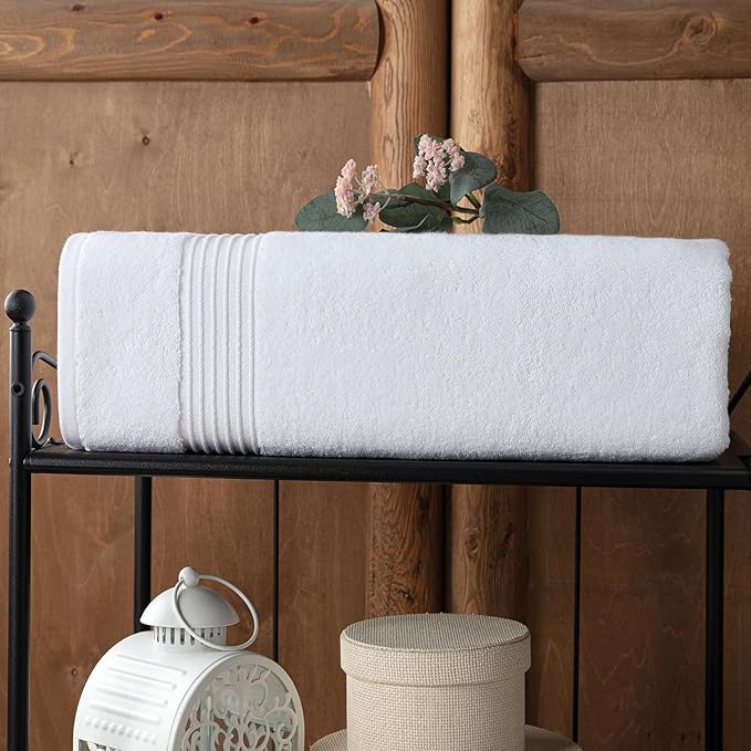 Milara Large Cotton Bath Sheet (35x70 Inches), Bath Sheets Extra Large Cotton, Oversized White Bath Towel, Ultra Soft, Thick & Highly Absorbent, Hotel Quality Spa Towels