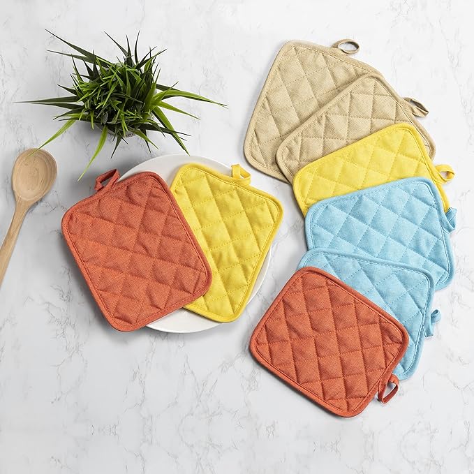 American Linen Pot Holders, Hot Pads, Table Pads for Kitchen and Dining Table, Non Slip Heat Resistant Hot Pot Holder (Multi, 8 Pack)