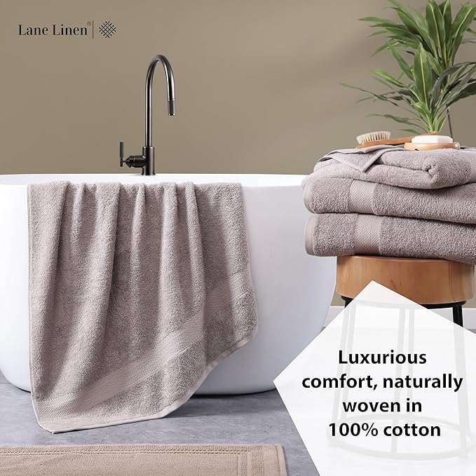 LANE LINEN Oversized Bath Towels Set of 2 (35"x66") - 100% Cotton Ring Spun Extra Large Bath Sheets - Quick Dry, Ultra Soft & Highly Absorbent - Daily Use Hotel & Spa Quality Bathroom Towel - Platinum