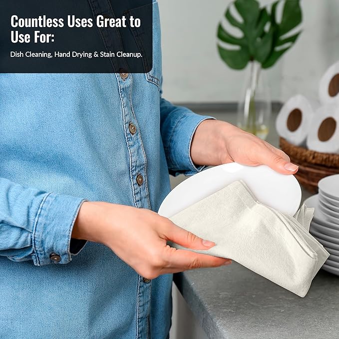 ROYALE LINENS Flour Sack Towels – 12 Pack 33x38 Inch Natural Kitchen Dish Towels – 100% Cotton Tea Towels for Bread Proofing, Cheese Straining, Baking, Cleaning, Drying, Embroidery, Multipurpose Use
