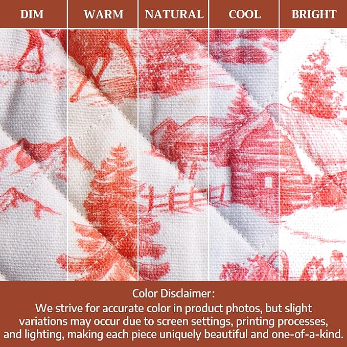Maison d' Hermine Oven Gloves 100% Cotton Oven Mitt 7" x 13" with Loop Heat Resistant BBQ Cooking Gloves for Thanksgiving Christmas Decorations Baking Handling Hot Pans (Pack of 1, Winter Jouy)