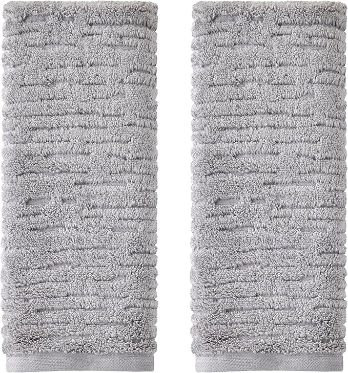 SKL Home CloudSoft Cotton Luxury Hand Towel 2pc Set for Bath/Kitchen/Bar & Gift, Gray