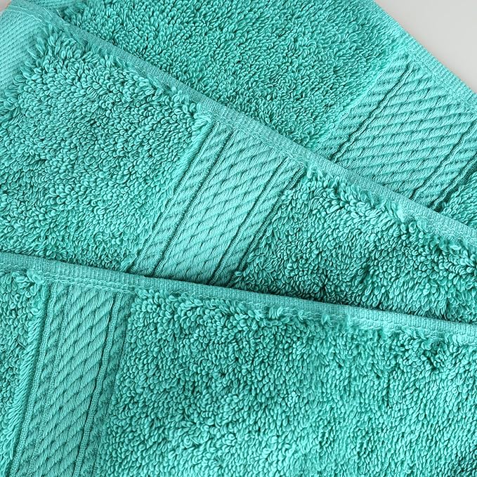 SUPERIOR Egyptian Cotton Pile 8 Piece Towel Set, Includes 2 Bath, 2 Hand, 4 Face Towels/Washcloths, Ultra Soft Luxury Towels, Thick Plush Essentials, Guest Bath, Spa, Hotel Bathroom, Turquoise